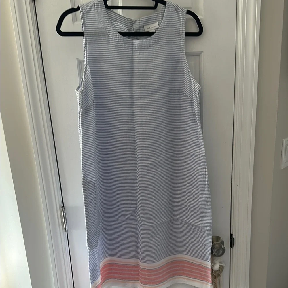 J. Jill Gray Sheath Linen Midi Dress Sleeveless Crew Neck - Picture 1 of 5